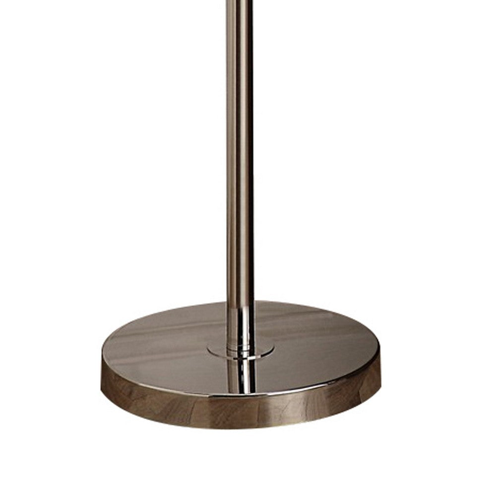 67 Inch Floor Lamp, Modern Globe Glass Shade, Round Metal Base, Nickel