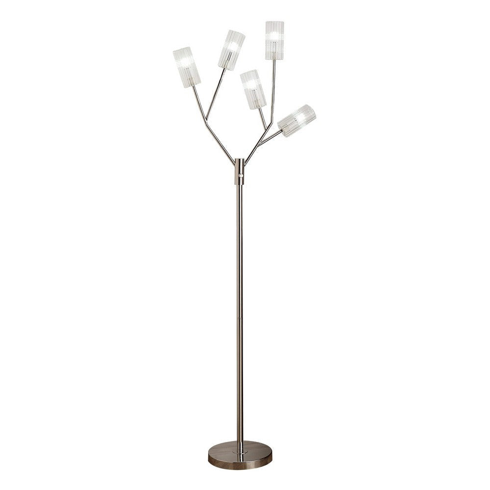 67 Inch Floor Lamp, Modern Globe Glass Shade, Round Metal Base, Nickel