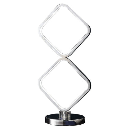 22 Inch Table Lamp, Square LED Light, Modern Accent Metal Base, Chrome