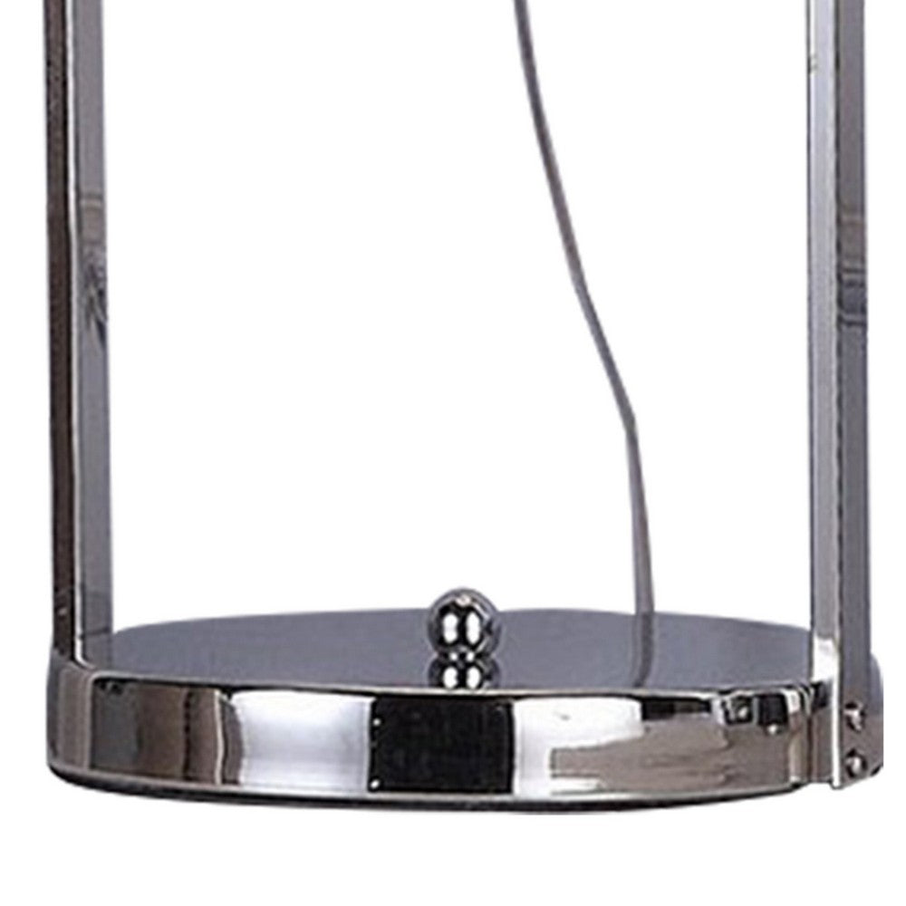 Jim 22 Inch Table Lamp, LED Light, Metal Body, Modern Globe Shade, Silver