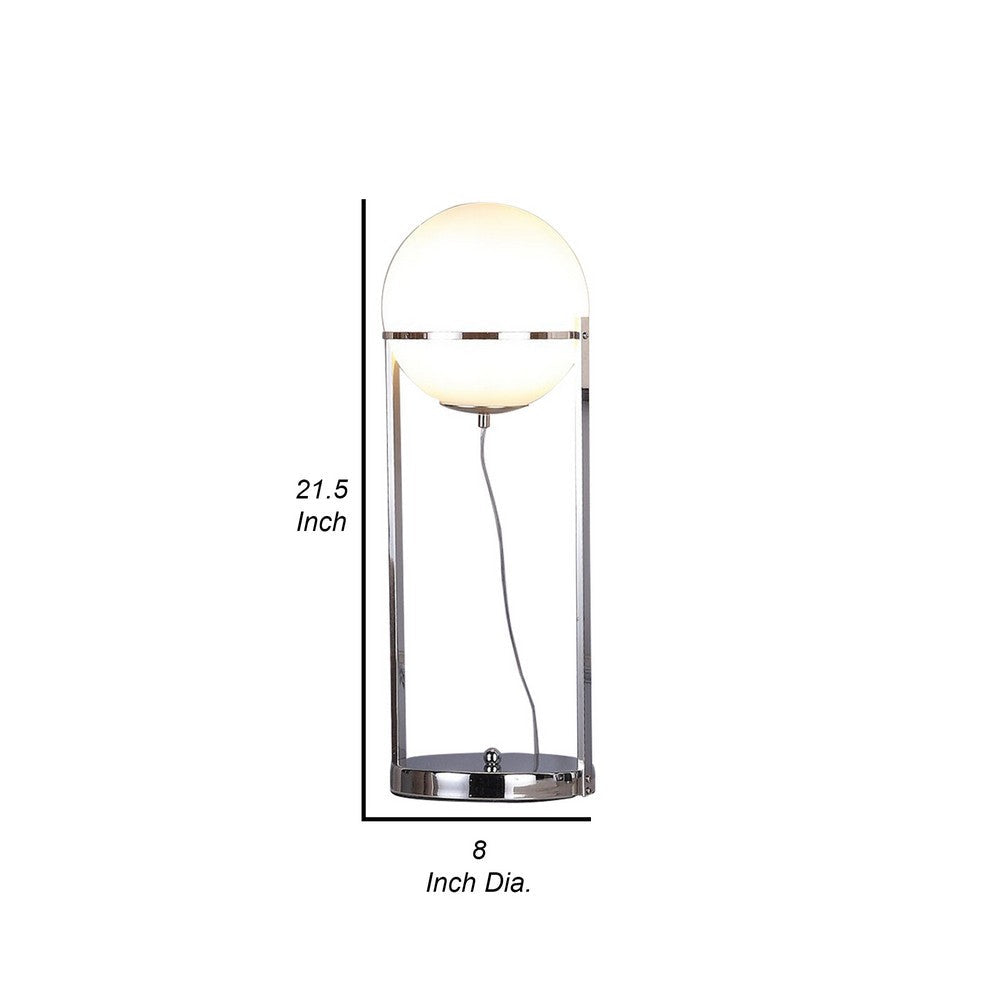 Jim 22 Inch Table Lamp, LED Light, Metal Body, Modern Globe Shade, Silver
