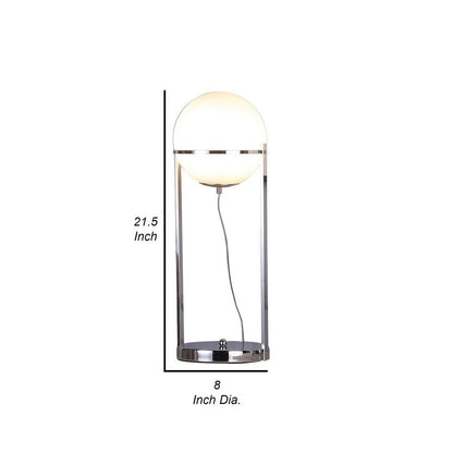 Jim 22 Inch Table Lamp, LED Light, Metal Body, Modern Globe Shade, Silver