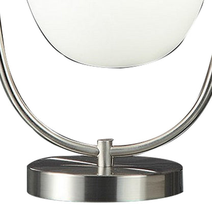 Raze 17 Inch Table Lamp, LED Light, Modern Globe Shade, Metal Body, Silver