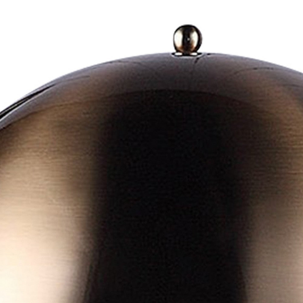 Aria 21 Inch Table Lamp, Dome Shade, Round Base, Gray Faux Leather, Brass