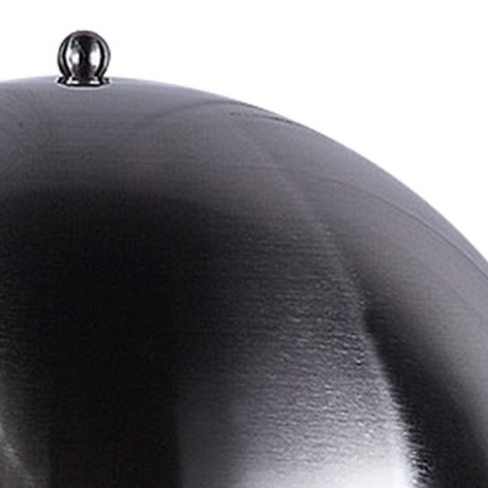 Aria 21 Inch Table Lamp, Round, Dome Shade, Dark Silver, Black Faux Leather