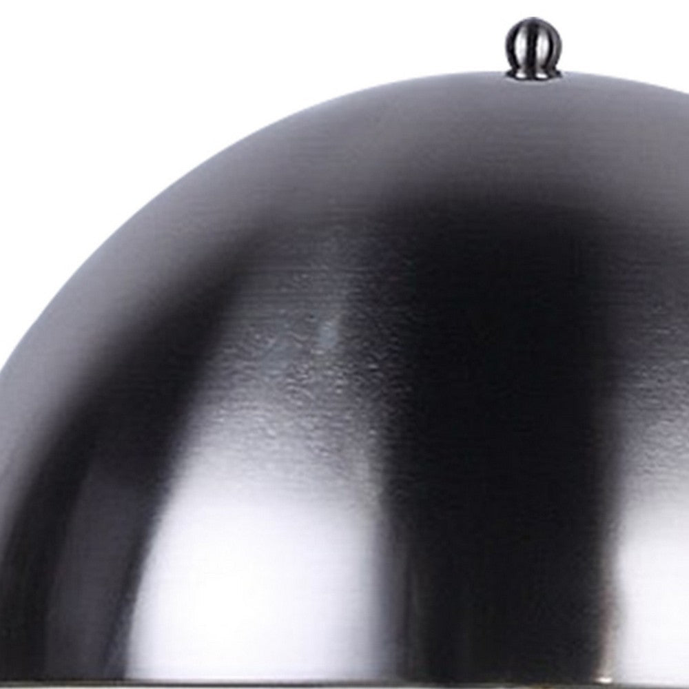 Aria 21 Inch Table Lamp, Dome Shade, Round, Gray Faux Leather, Dark Silver