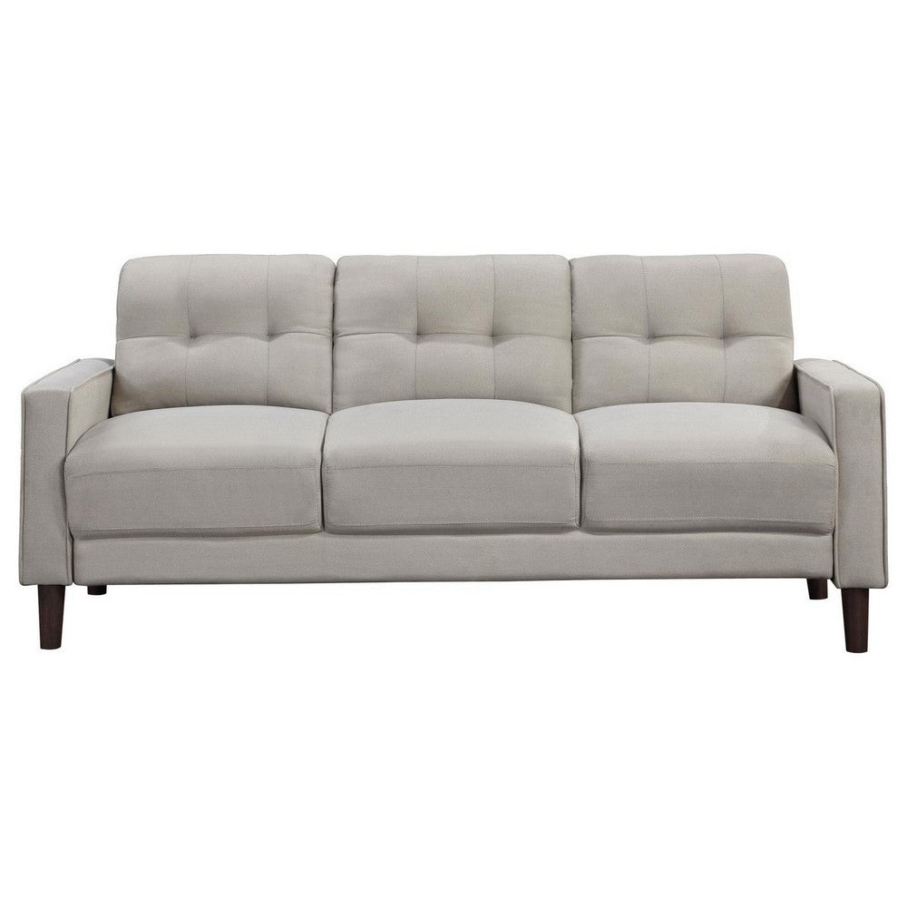 Bow 77 Inch Sofa, Grid Tufted Back, Track Arms, Self Welt Trim, Beige