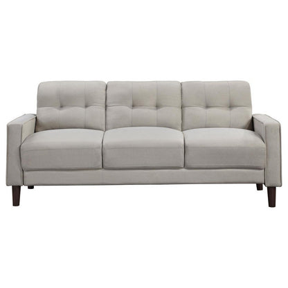 Bow 77 Inch Sofa, Grid Tufted Back, Track Arms, Self Welt Trim, Beige