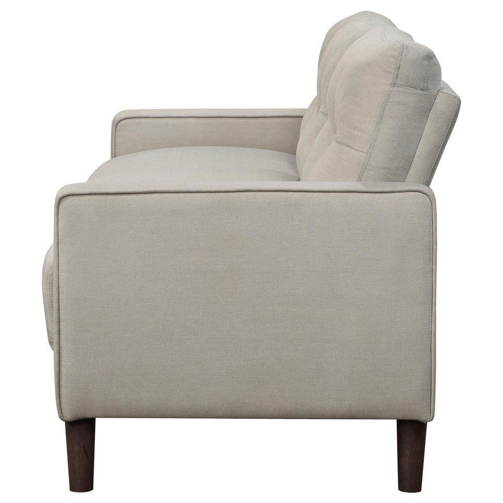 Bow 77 Inch Sofa, Grid Tufted Back, Track Arms, Self Welt Trim, Beige