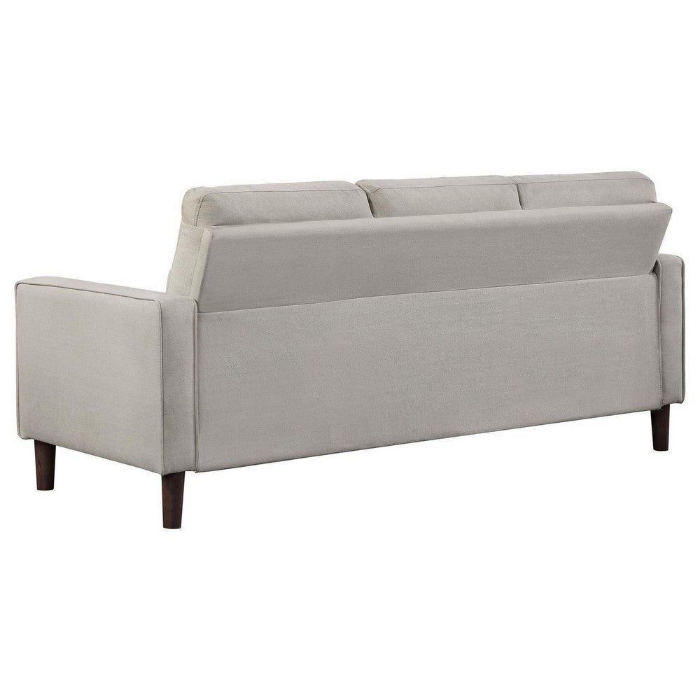 Bow 77 Inch Sofa, Grid Tufted Back, Track Arms, Self Welt Trim, Beige