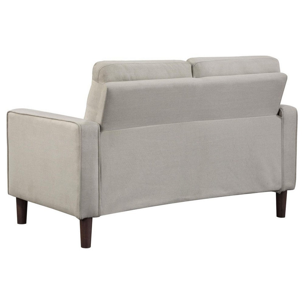 Bow 54 Inch Loveseat, Grid Tufted Back, Track Arms, Self Welt Trim, Beige