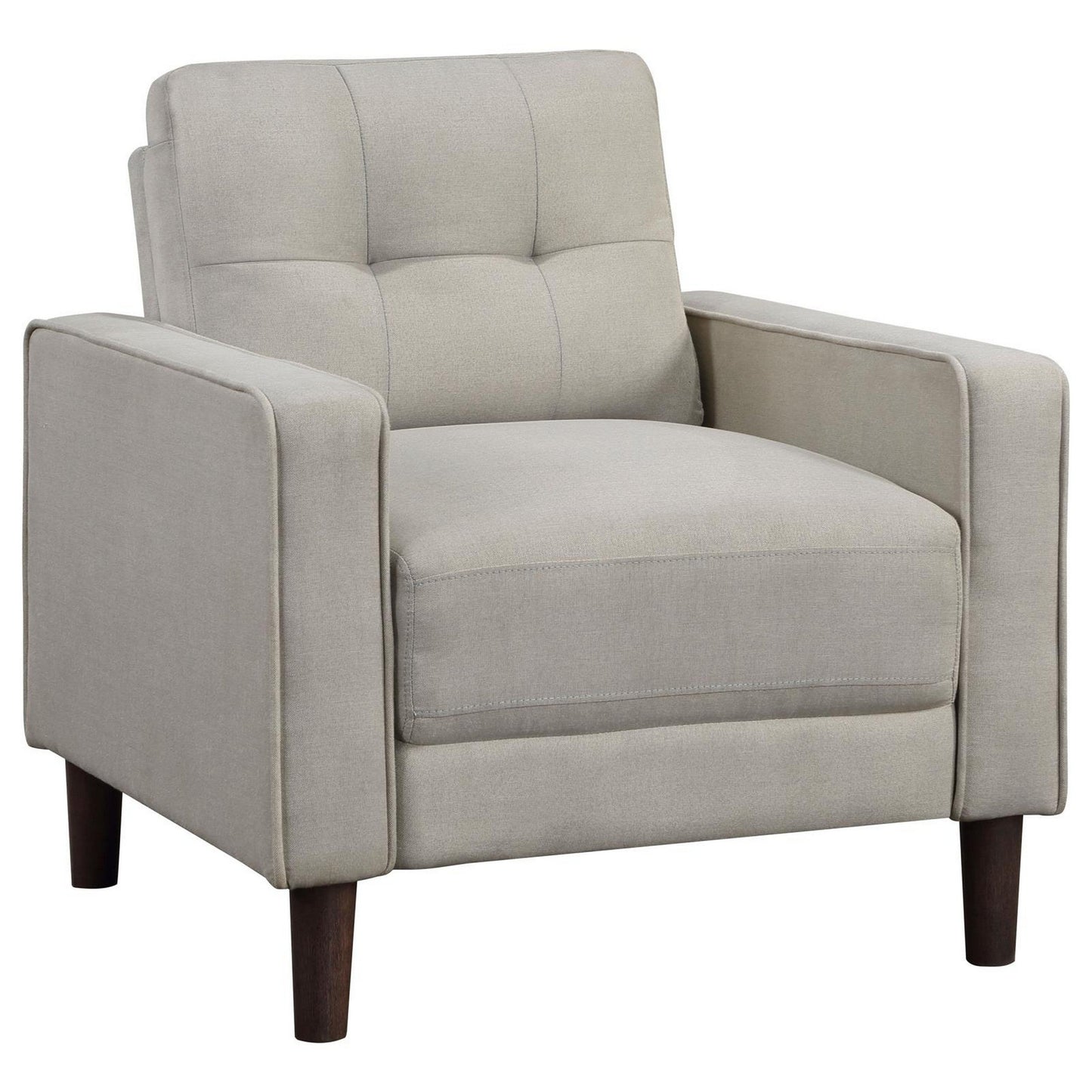 Bow 32 Inch Accent Chair, Grid Tufted, Track Arms, Self Welt Trim, Beige
