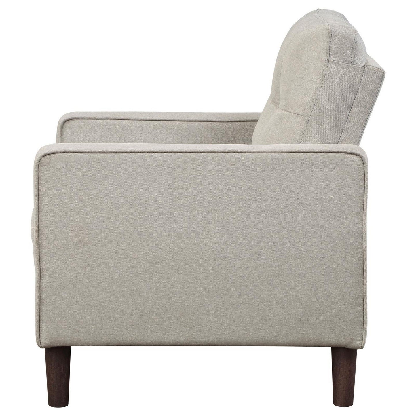Bow 32 Inch Accent Chair, Grid Tufted, Track Arms, Self Welt Trim, Beige
