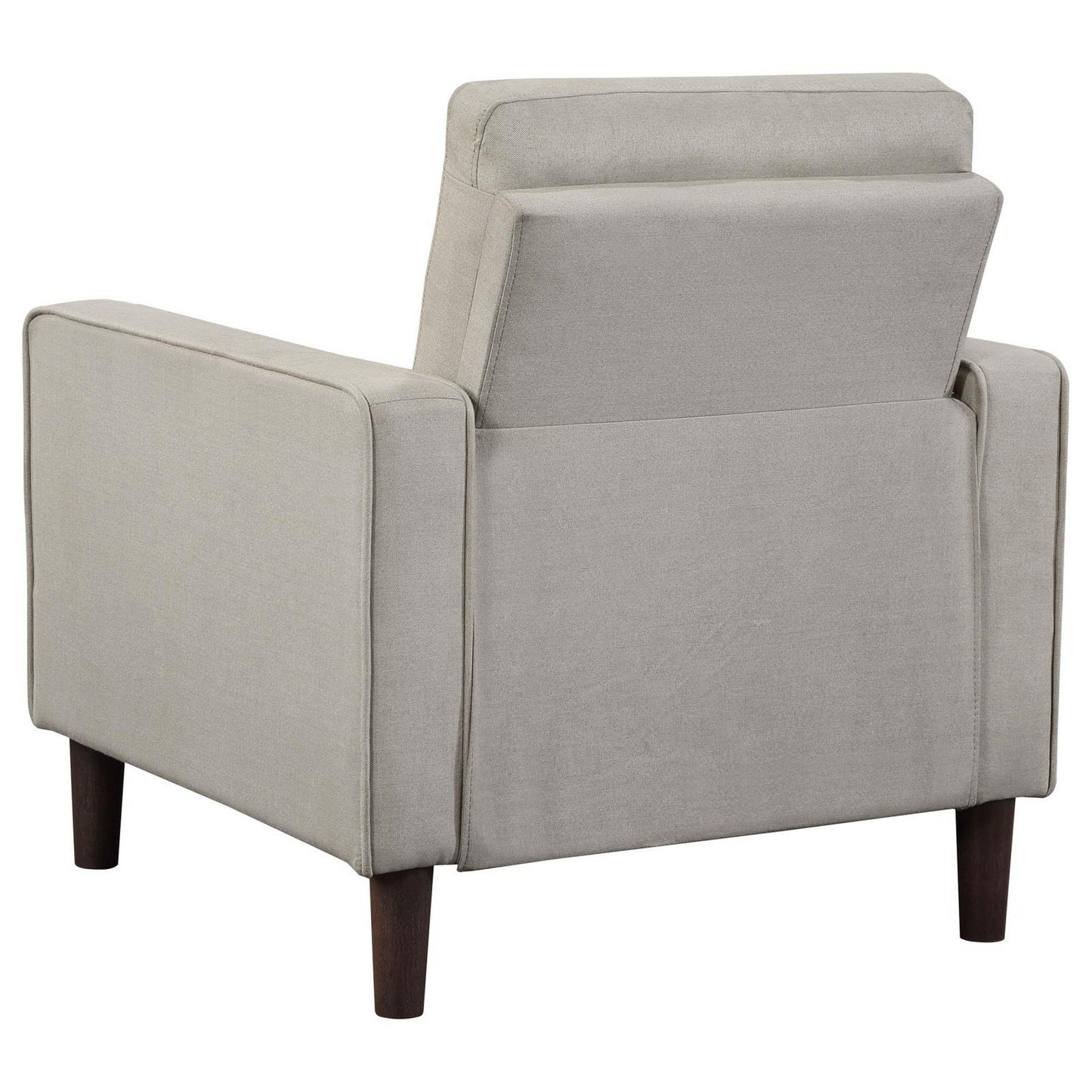 Bow 32 Inch Accent Chair, Grid Tufted, Track Arms, Self Welt Trim, Beige