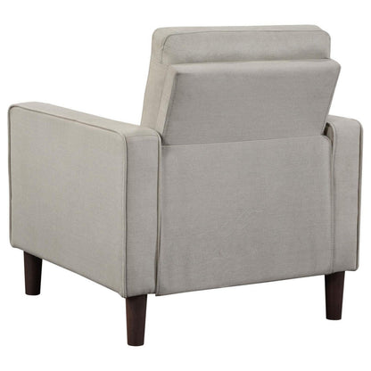 Bow 32 Inch Accent Chair, Grid Tufted, Track Arms, Self Welt Trim, Beige