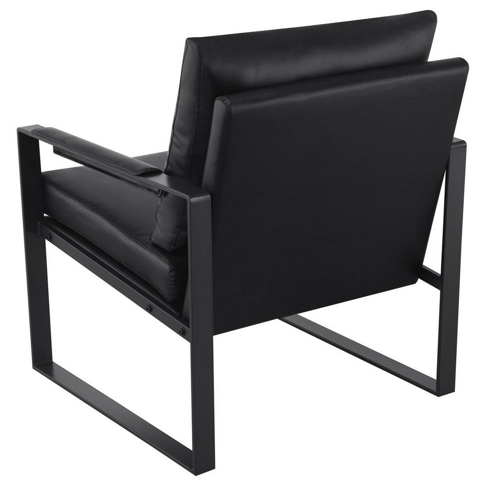 Rosy 28 Inch Accent Armchair, Vegan Faux Leather, Black and Charcoal Finish