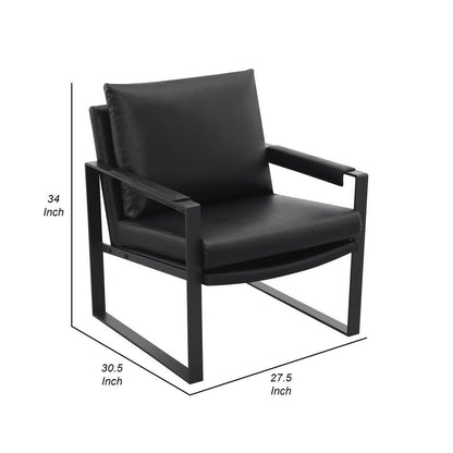 Rosy 28 Inch Accent Armchair, Vegan Faux Leather, Black and Charcoal Finish