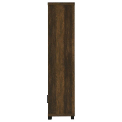 Sac 71 Inch Media Pier Tower with 3 Shelves and Cabinet, Dark Pine Wood
