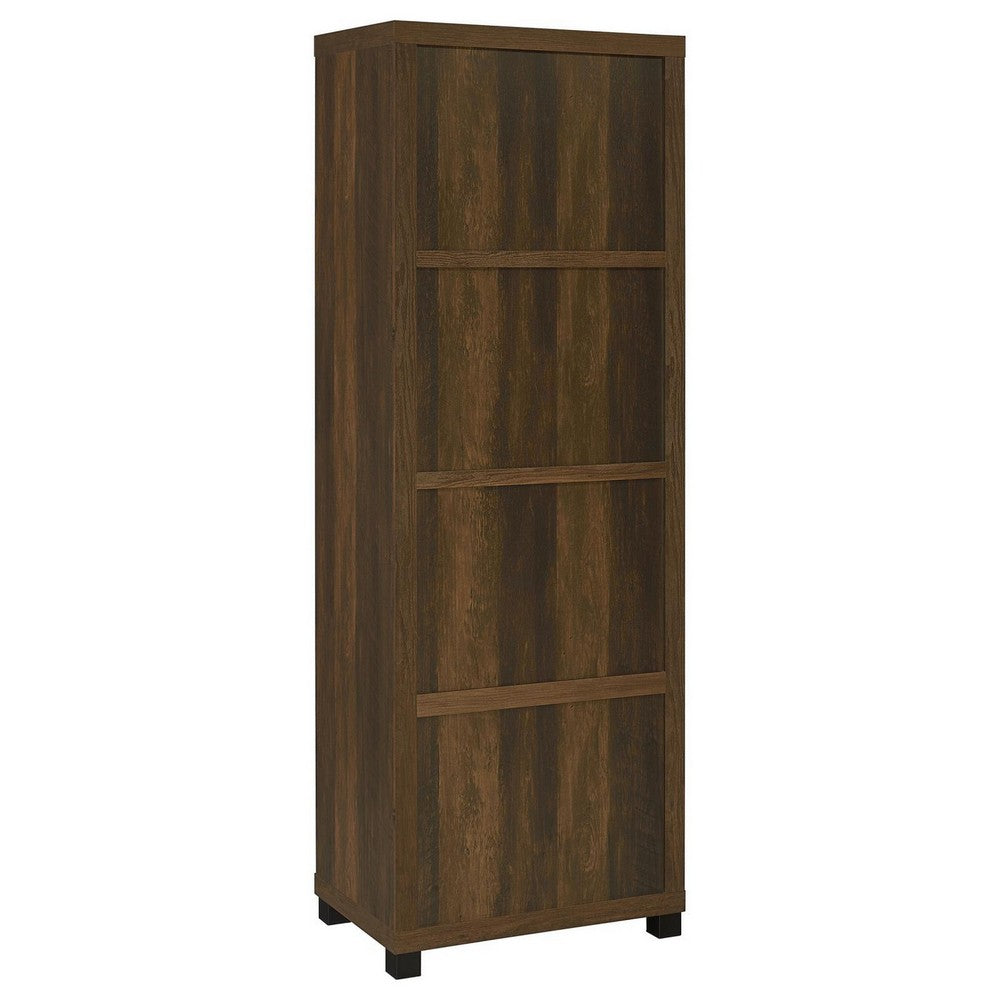 Sac 71 Inch Media Pier Tower with 3 Shelves and Cabinet, Dark Pine Wood