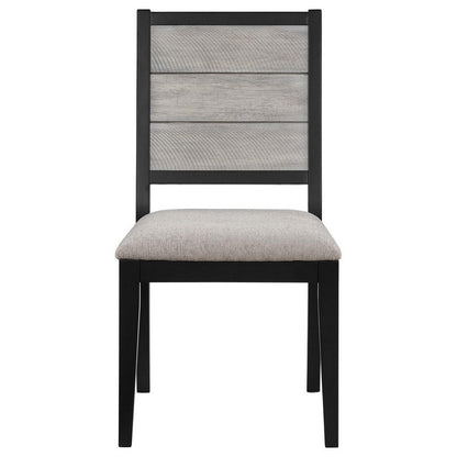Elina 23 Inch Dining Chair, Set of 2, Plank Style Back, Gray Polyester