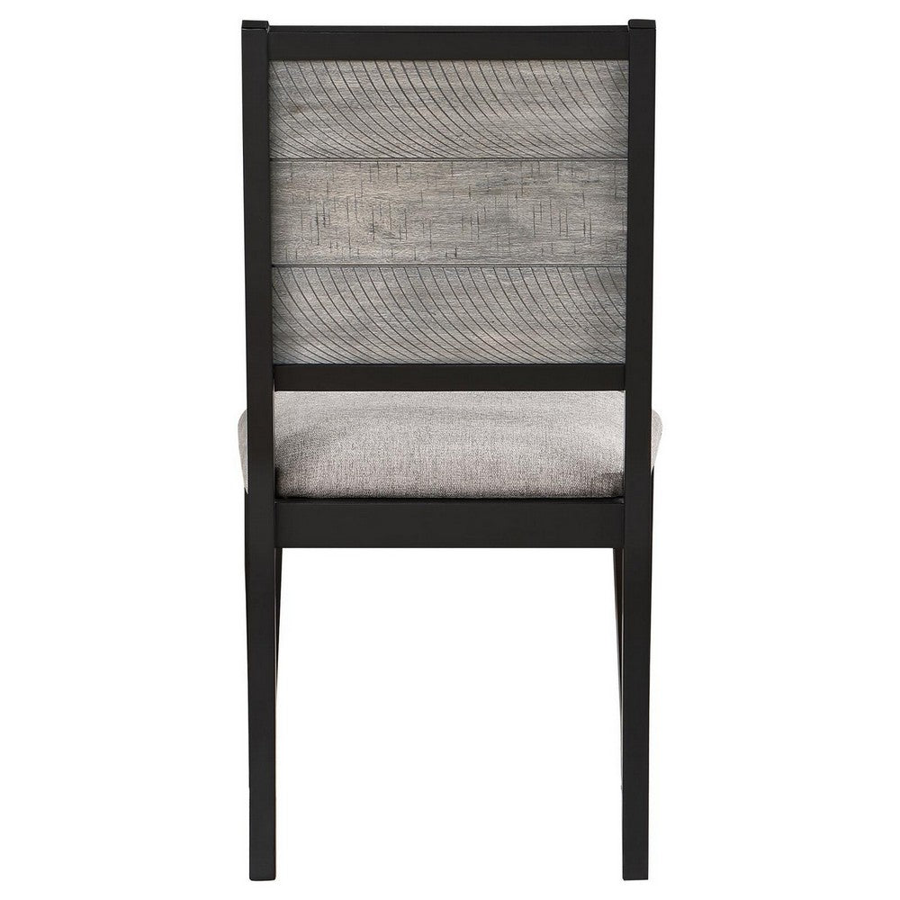 Elina 23 Inch Dining Chair, Set of 2, Plank Style Back, Gray Polyester