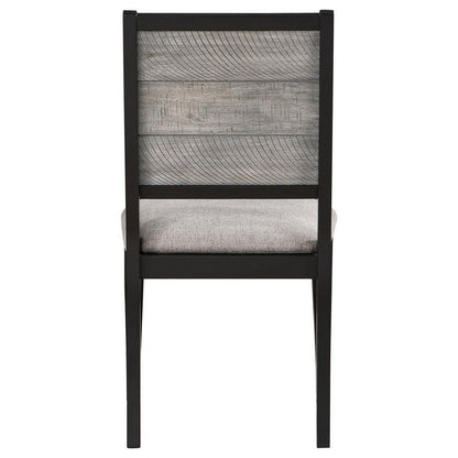 Elina 23 Inch Dining Chair, Set of 2, Plank Style Back, Gray Polyester