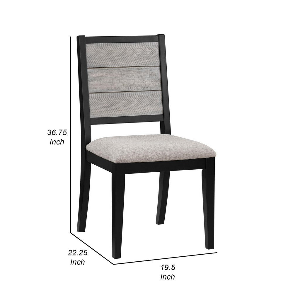 Elina 23 Inch Dining Chair, Set of 2, Plank Style Back, Gray Polyester