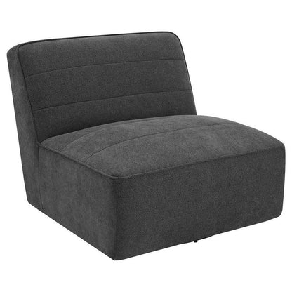 Suri 35 Inch Ottoman, Soft Boucle Fabric, Horizontal Stitching, Gray