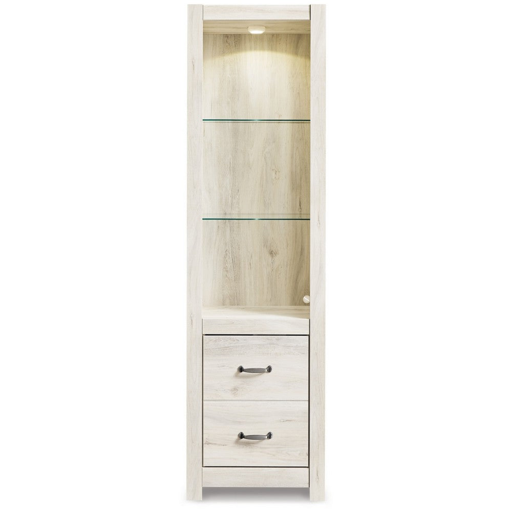 72 Inch Wood Pier, 4 Adjustable Shelves, Antique Style White Wood Finish