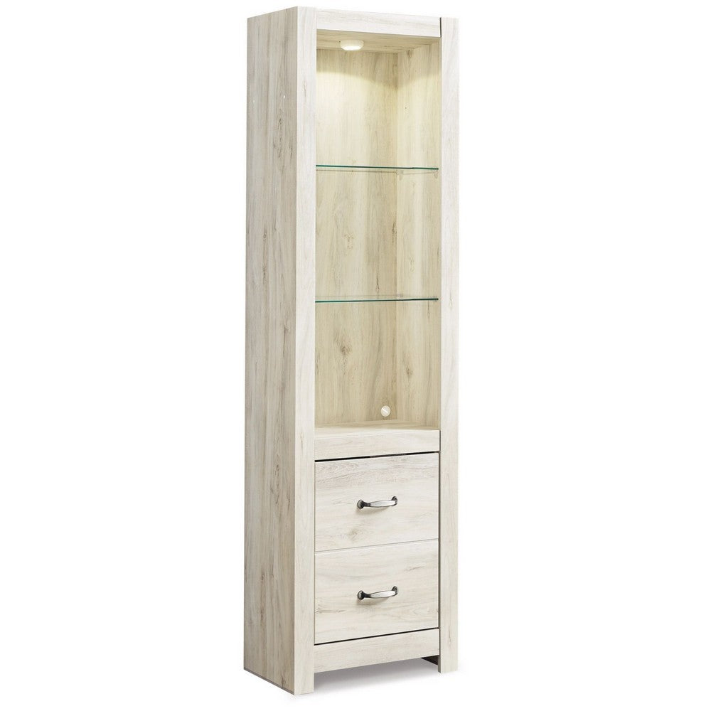 72 Inch Wood Pier, 4 Adjustable Shelves, Antique Style White Wood Finish