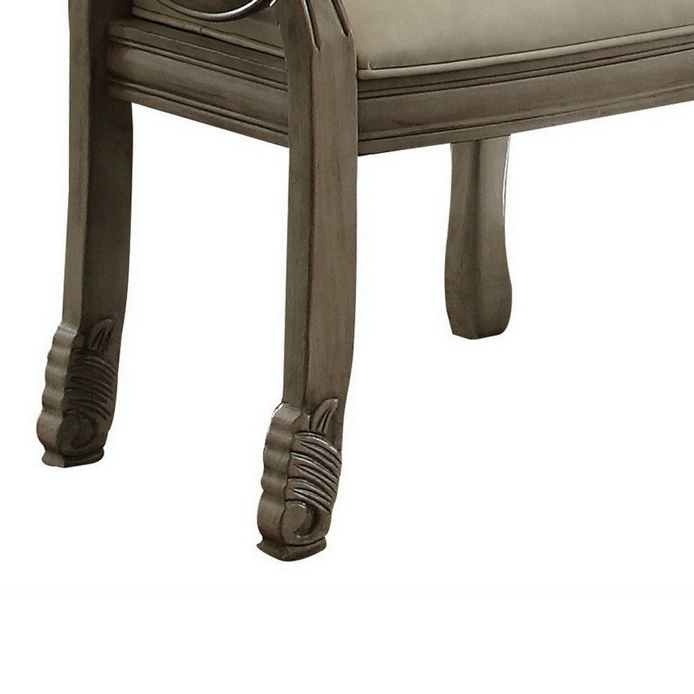 Loki 29 Inch Dining Chair Set of 2, Antique White, Crown Top, Welt Trim