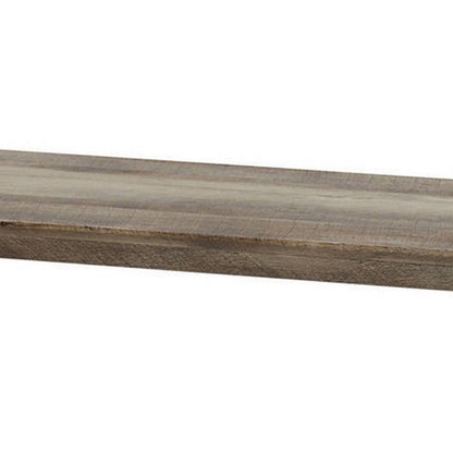Nori 47 Inch Sofa Table, Metal Strip Base, MDF, Antique Oak Brown and Black
