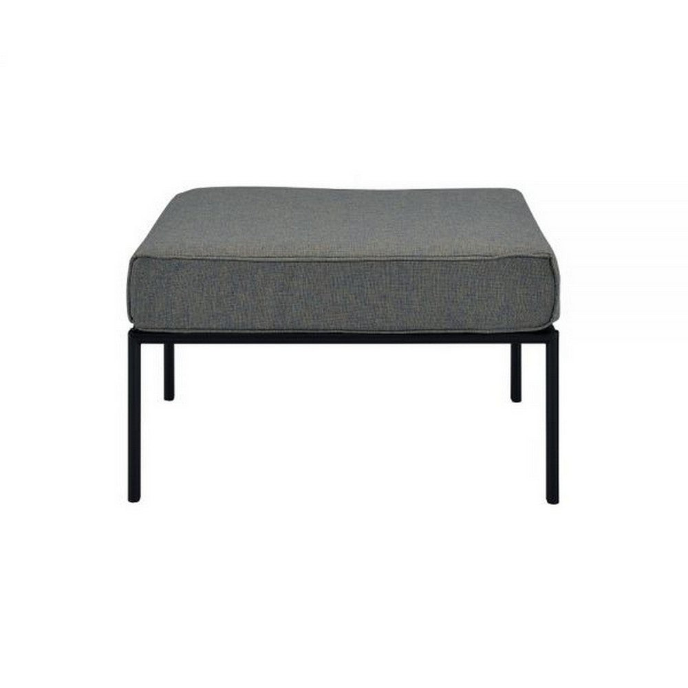 Rain 29 Inch Outdoor Patio Ottoman, Waterproof Polypropylene, Smooth Gray