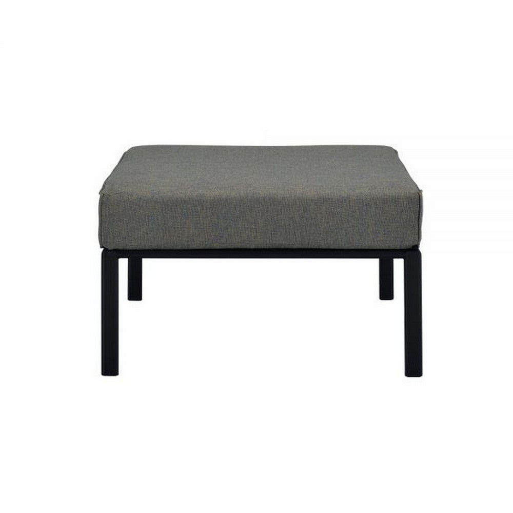 Rain 29 Inch Outdoor Patio Ottoman, Waterproof Polypropylene, Smooth Gray