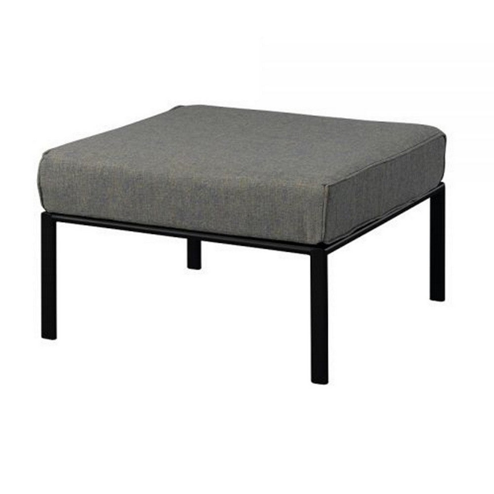Rain 29 Inch Outdoor Patio Ottoman, Waterproof Polypropylene, Smooth Gray
