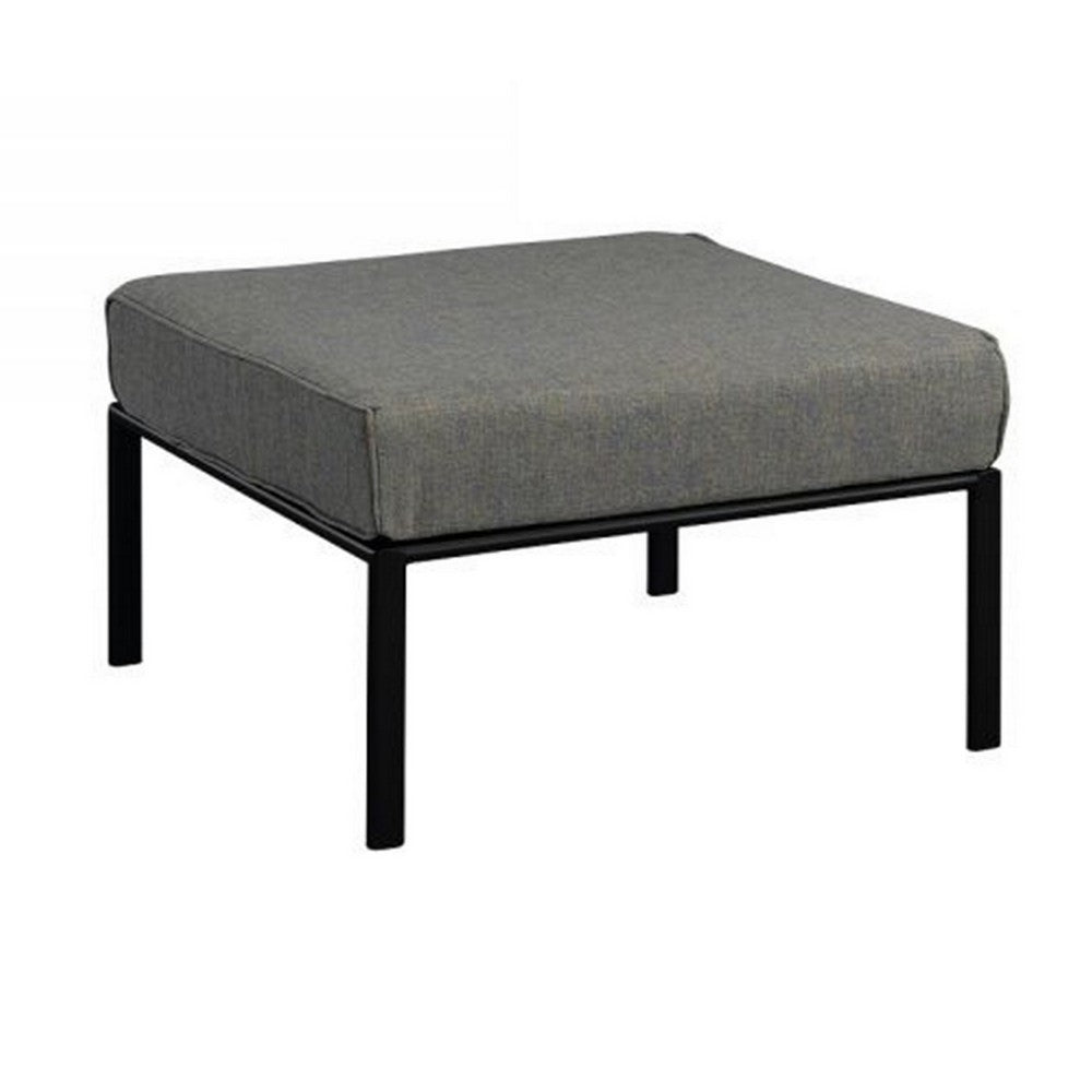 Rain 29 Inch Outdoor Patio Ottoman, Waterproof Polypropylene, Smooth Gray