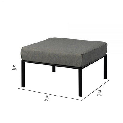 Rain 29 Inch Outdoor Patio Ottoman, Waterproof Polypropylene, Smooth Gray