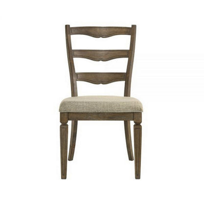 Stacy 19 Inch Dining Chair, Set of 2, Fabric Upholstery, Weathered Oak