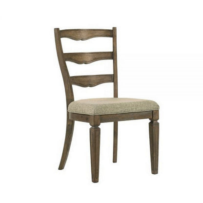 Stacy 19 Inch Dining Chair, Set of 2, Fabric Upholstery, Weathered Oak