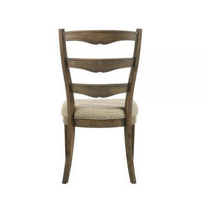 Stacy 19 Inch Dining Chair, Set of 2, Fabric Upholstery, Weathered Oak