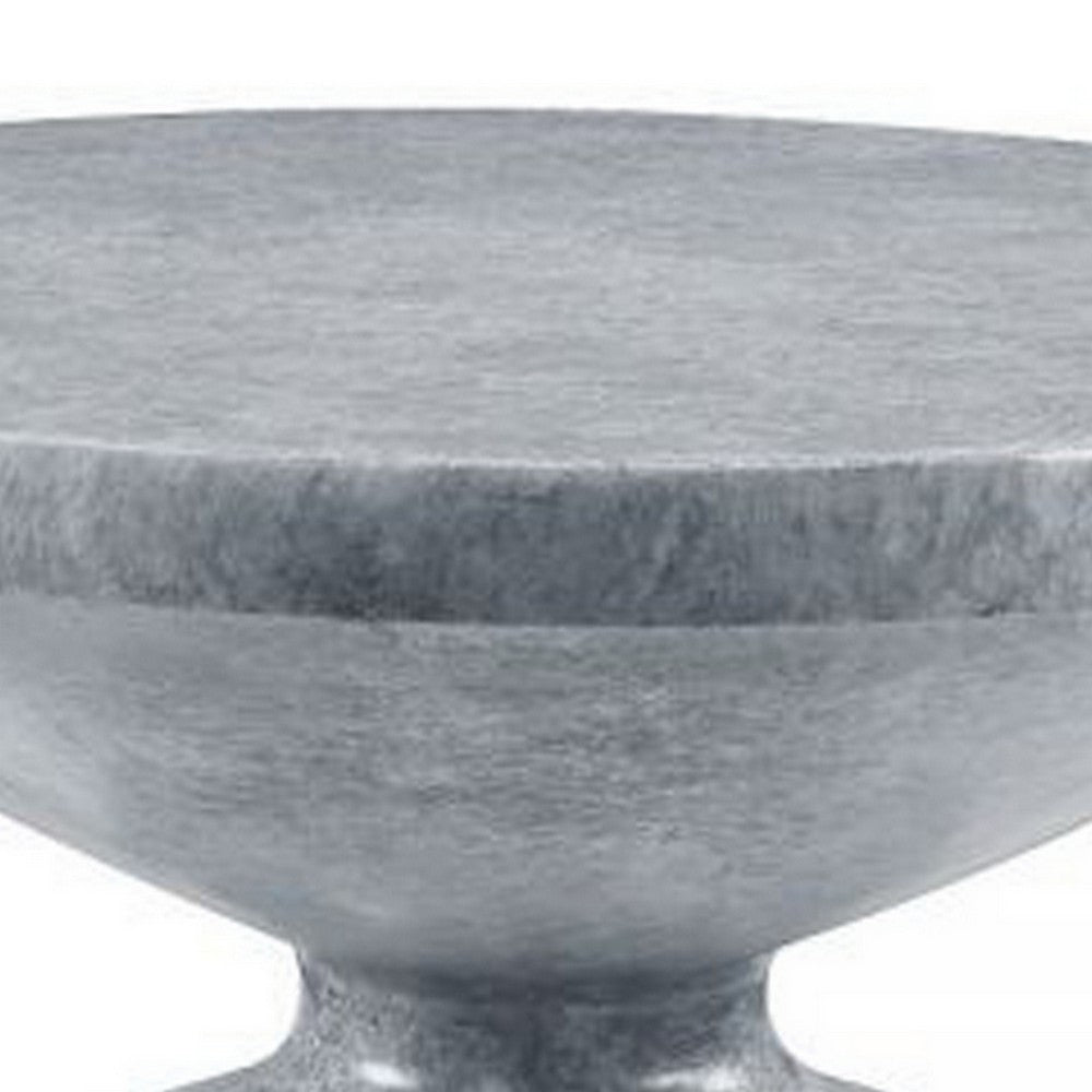 Lylie 30 Inch Side End Table, Round Naturalistic Design, Gray Cement