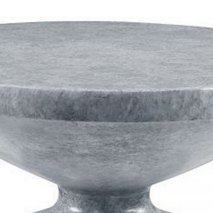 Lylie 30 Inch Side End Table, Round Naturalistic Design, Gray Cement