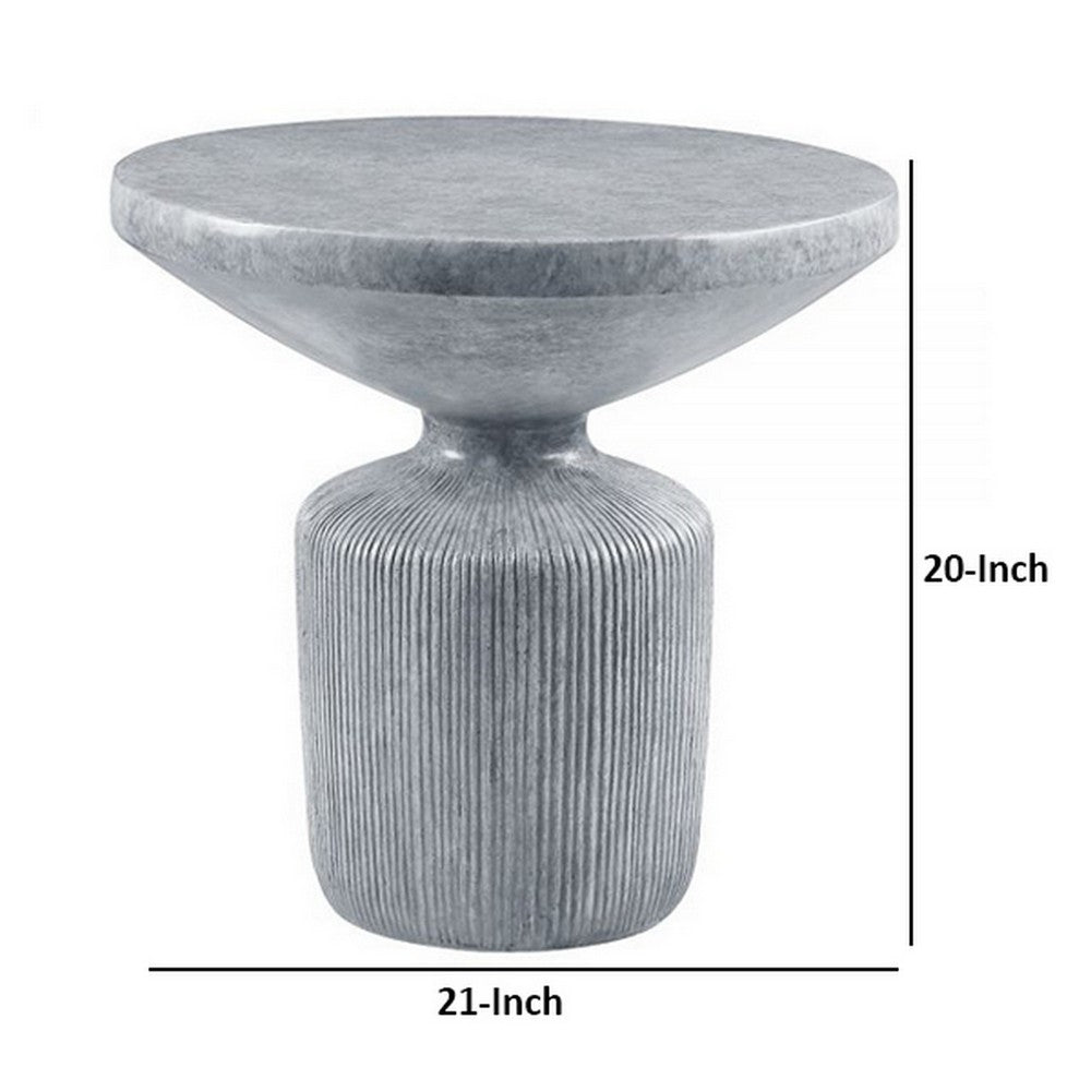 Lylie 30 Inch Side End Table, Round Naturalistic Design, Gray Cement