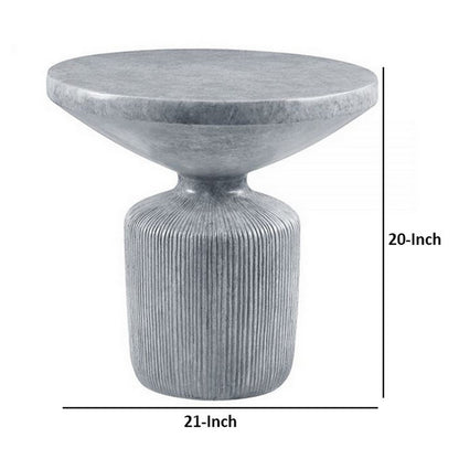 Lylie 30 Inch Side End Table, Round Naturalistic Design, Gray Cement