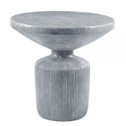 Lylie 30 Inch Side End Table, Round Naturalistic Design, Gray Cement