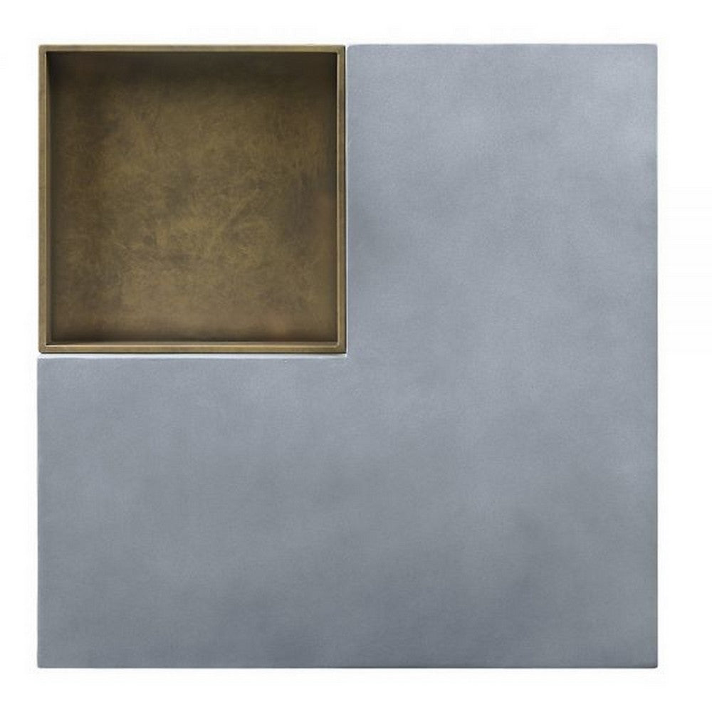 32 Inch Coffee Table with Removable Tray, Cement Construction, Smooth Gray