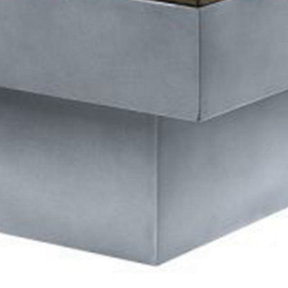 32 Inch Coffee Table with Removable Tray, Cement Construction, Smooth Gray