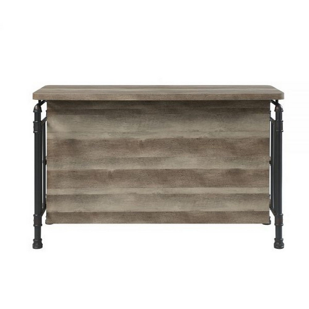 59 Inch Kitchen Island with 2 Shelves, Industrial Antique Oak Brown, Gray