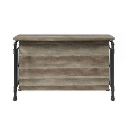 59 Inch Kitchen Island with 2 Shelves, Industrial Antique Oak Brown, Gray