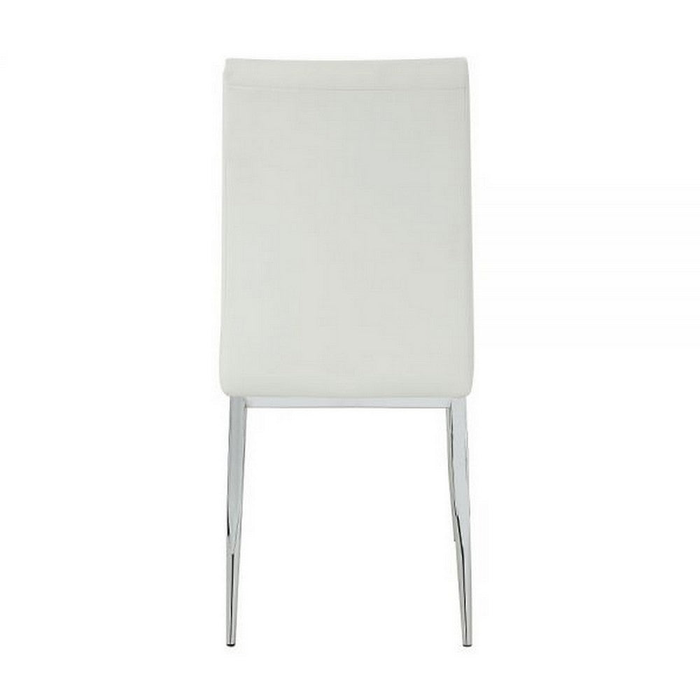 Kami 22 Inch Dining Chair, Set of 2, Tufted Backrest, Beige and Chrome